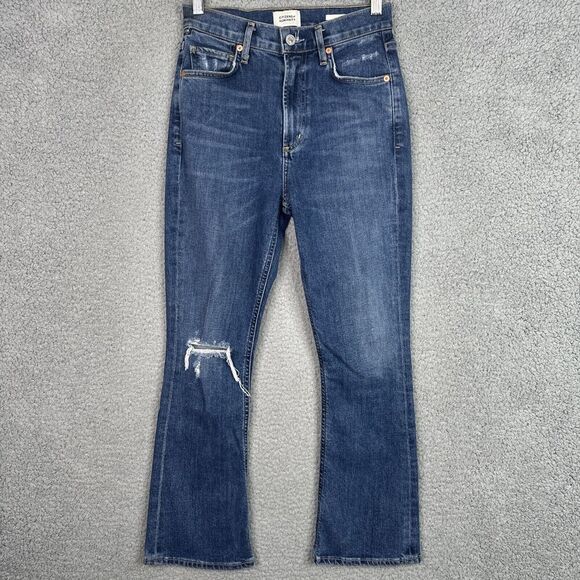 Citizens of Humanity Demy Flare Jeans Distressed Raw Hem Blue Sz 24 - Picture 13 of 13